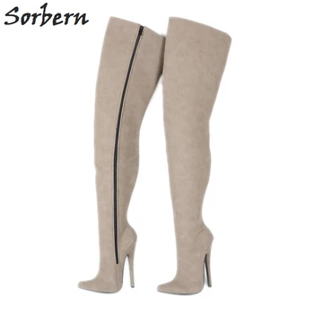 

Sorbern 60Cm Hard Shaft Contoured Custom Shaft Wide Leg Mid-Thigh 18Cm Stiletto Boots Over Knee Fetish High Heel Boots Unisex