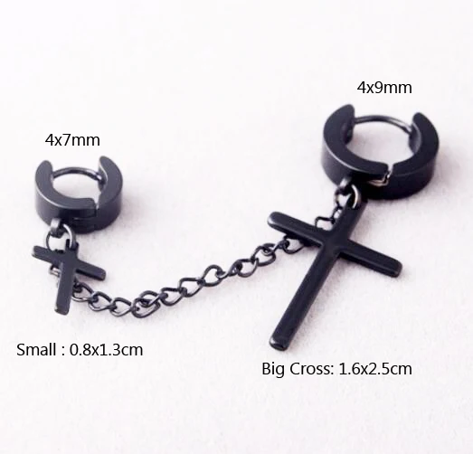 Punk Cross Clip Cross Earrings Men Cuff With Tassel Pendant Exaggerated One  Piece Piercing Jewelry For Girls And Women From Kittyshaw2019, $0.65