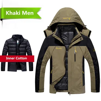 

2 in 1 Thick Warm Winter Down Jacket Men New 2018 Fashion Outwear Patchwork Windproof Waterproof Hood Men Down & Parkas 5XL 6XL