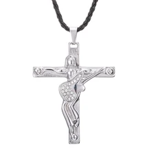 Johnny Hallyday guitar cross pendant necklace men jewelry 316 stainless steel floating locket charms Christian