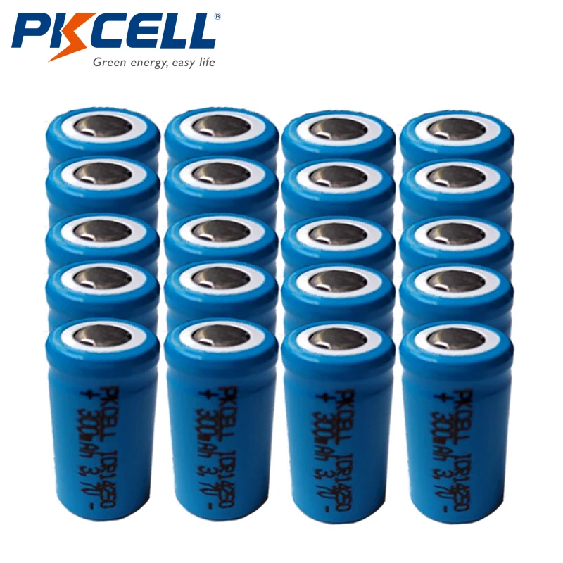 

PKCELL 3.7V 14250 Li-ion Lithium Rechargeable Batteries, 1/2 AA Size 300mAh,20 Counts