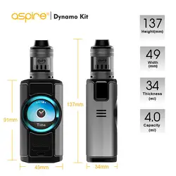 Aspire оригинальный Динамо 220 Вт Vape комплект Электронная сигарета поддержка WV/VV/Обход/TC/TCR модели fit Nepho танк 2 дюймов TFT экран кальяна Vape