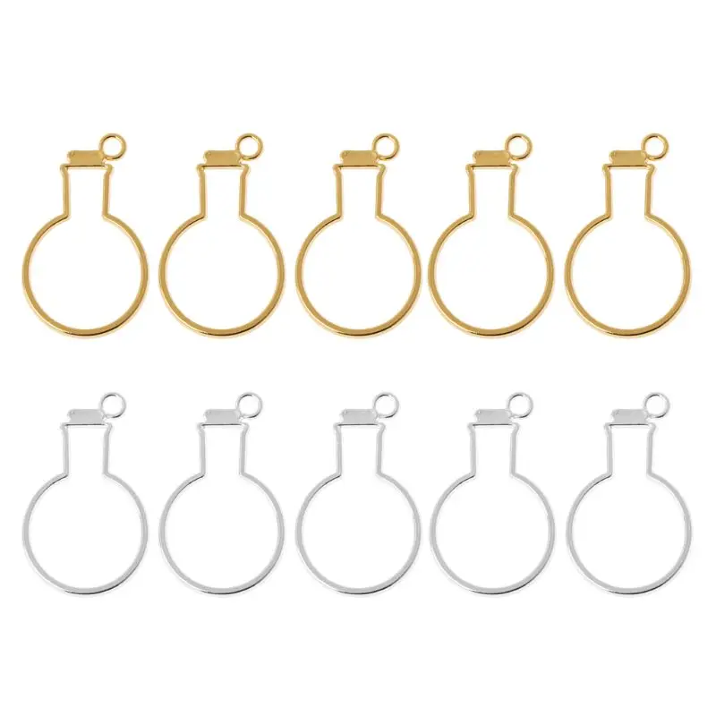 

5Pcs Bulb Bottles UV Frame Pendant Open Bezel Setting For UV Resin Jewelry DIY