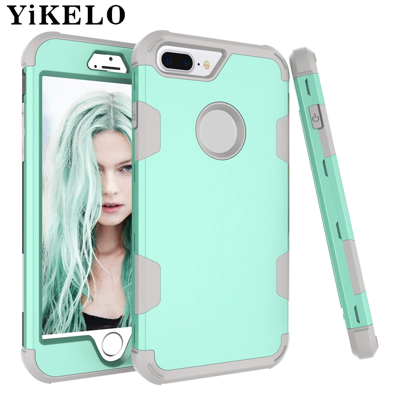 

YiKELO 3in1 Anti Slip Grip Shock Absorption Rubber PC Case For iphone 6s 6 7 Plus Full Coverage 360 Case for iphone6/6s/7 Covers