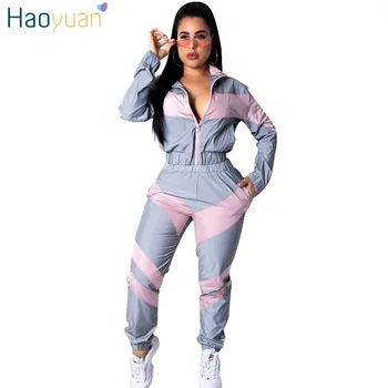 

HAOYUAN Tracksuit Women Clothes Two Piece Set Top and Pant Sweat Suit Streetwear Casual Sexy Club Outfits 2Piece Matching Sets