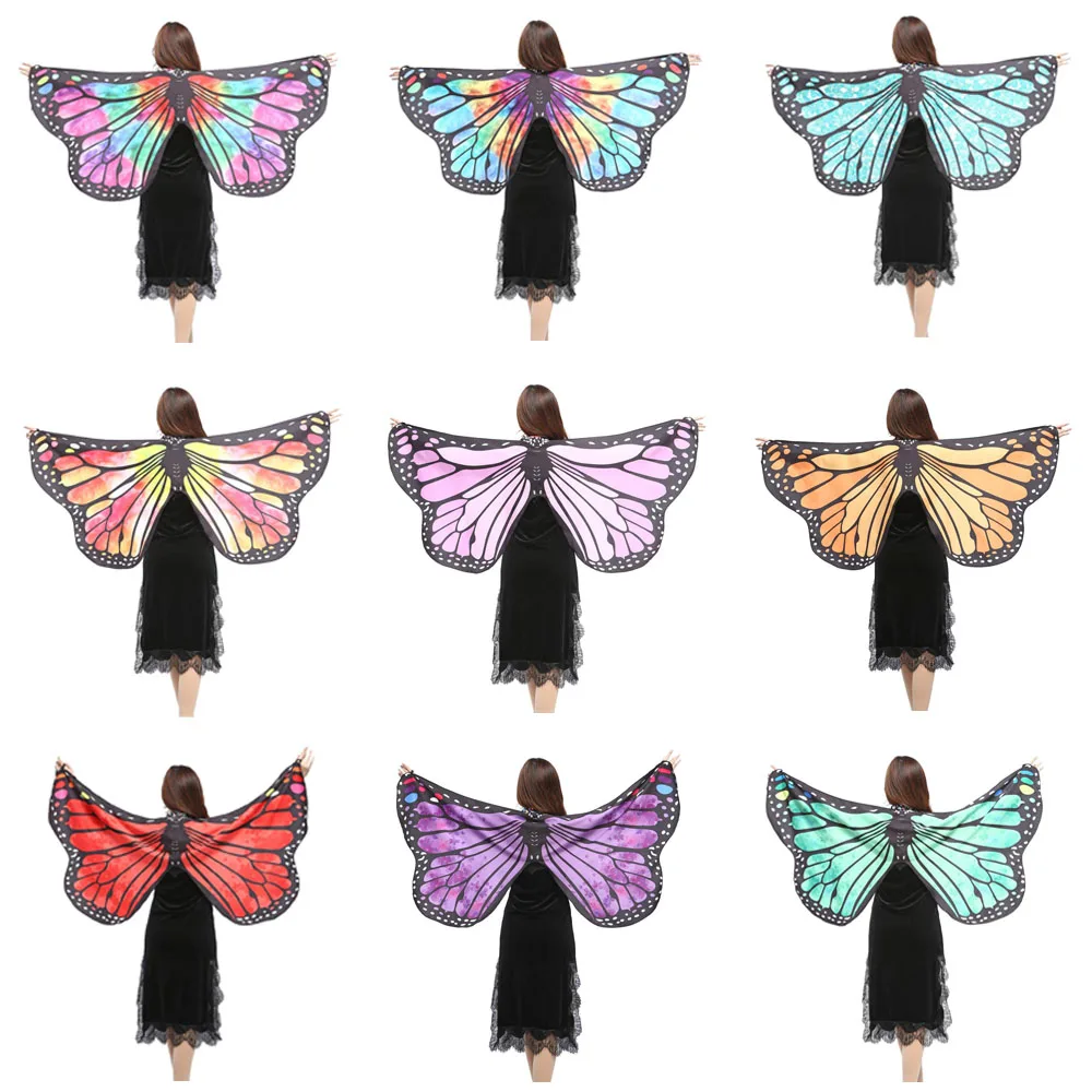 

H&ZY Women Party Prop Soft Fabric Butterfly Wings Shawl Fairy Ladies Cape Nymph Pixie Halloween Costume Accessory