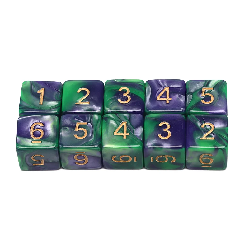 Новые 10 шт./компл. кубики Круглые Угловые D6 односторонние кости набор многогранные 6 сторон кости для настольных забавных игр уличные