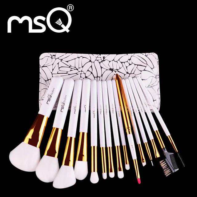 MSQ Makeup Brushes Set Professional 15pcs Soft Synthetic Hair Natural ...