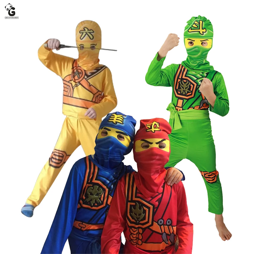 Дети Ninjago костюмы ниндзя для маскарада в стиле мальчиков с героями аниме Одежда