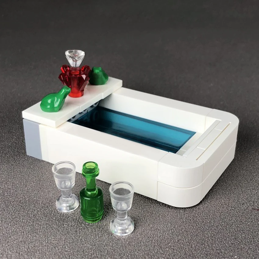 Single LegoINGlys Bathroom Bathtub Block Figure Accessories Bricks DIY Furniture Building Blocks DIY Kits Toys For Children (7)