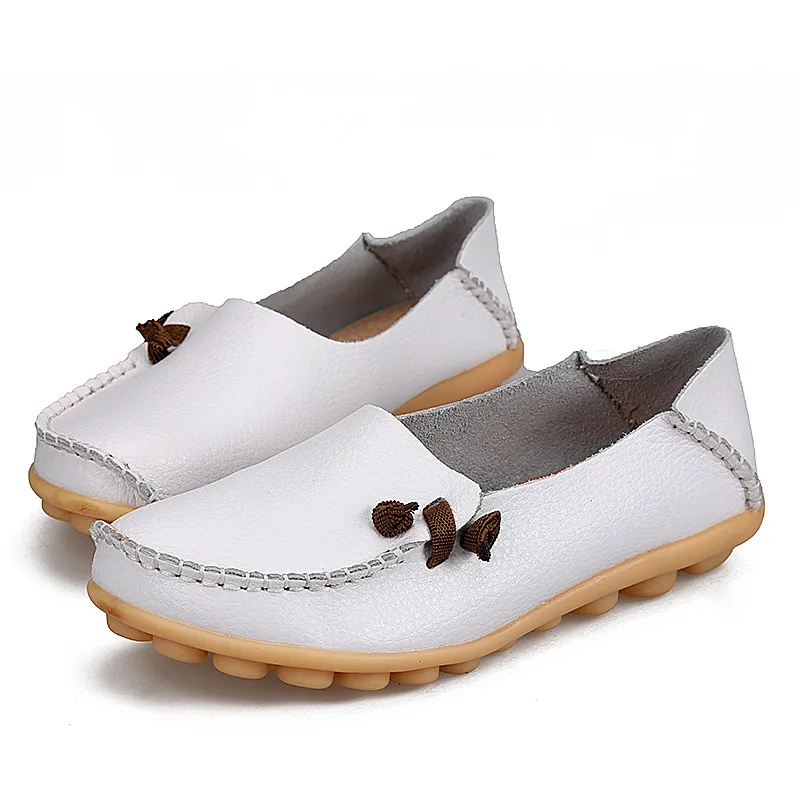 MEMUNIA/Большие размеры новые женские туфли на плоской подошве повседневные лоферы на плоской подошве слипоны оксфорды удобные кожаные мокасины женские Досуг женская обувь - Цвет: white