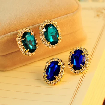 

Women's New Fashion Gorgeous Rhinestone Stud Earrings 2017 Hot Sale Volunge Jewelry Wholesale