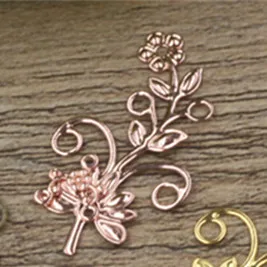 50 шт 40 мм позолоченный/посеребренный Цветок филигрань Ювелирные изделия соединитель Подвеска Шарм DIY ожерелье браслет - Окраска металла: rose gold