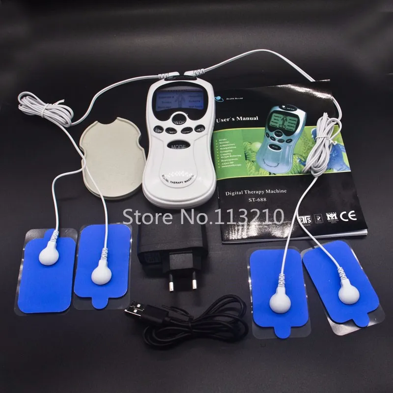 Встроенный аккумулятор Двойной вход электрический стимулятор расслабляющий массажер для тела, импульсная акупунктурная терапия+ 4 электрода колодки