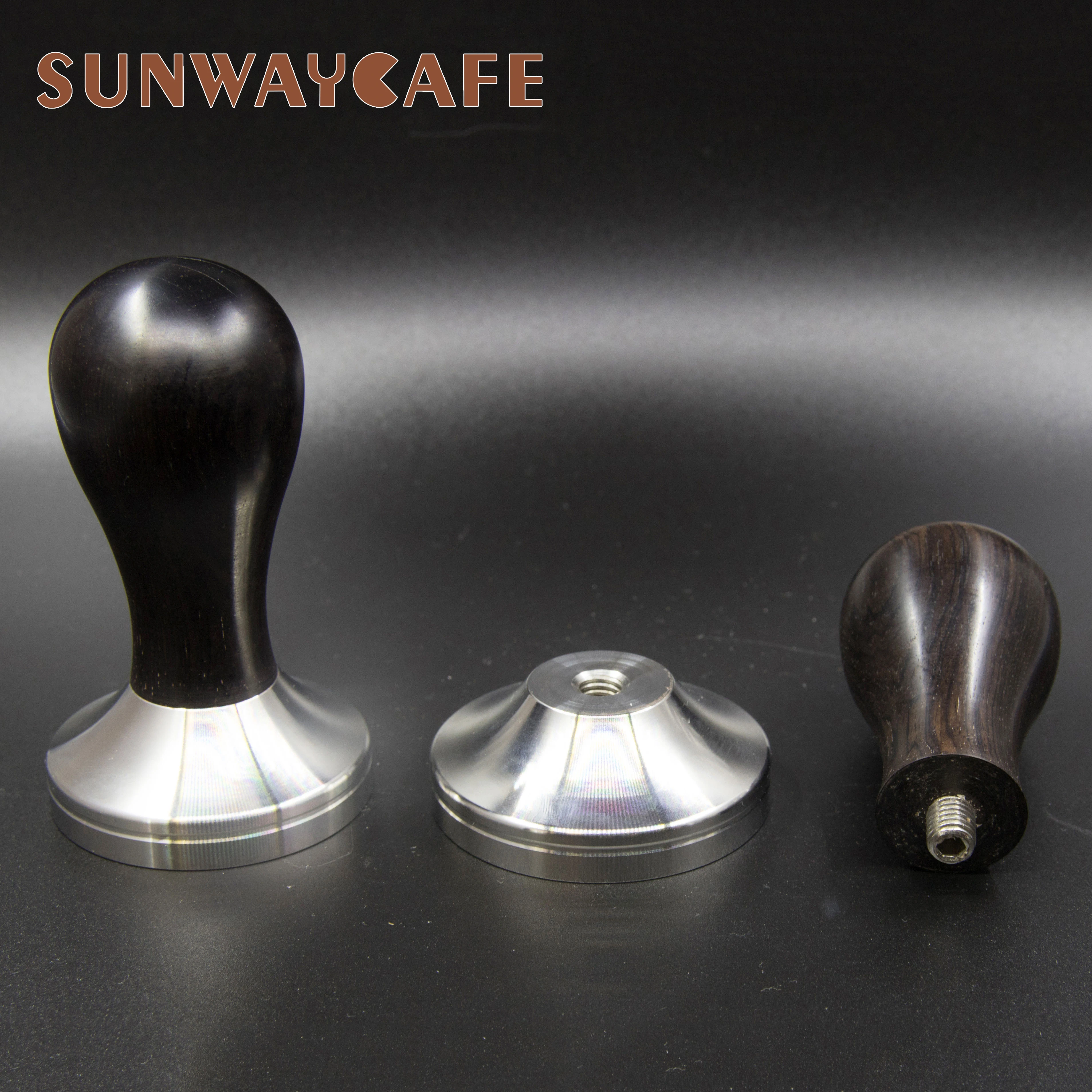 African Black Wood Handle Coffee Tamper 51/53/54/58/58.35mm Stainless Steel Espresso Powder Cafe Hammer Coffee Tools For Barista