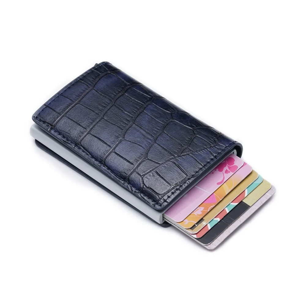 Новый мужской алюминиевый кошелёк задний карман ID Держатель карты RFID Блокировка мини волшебный кошелек автоматический кредитный Кошелек