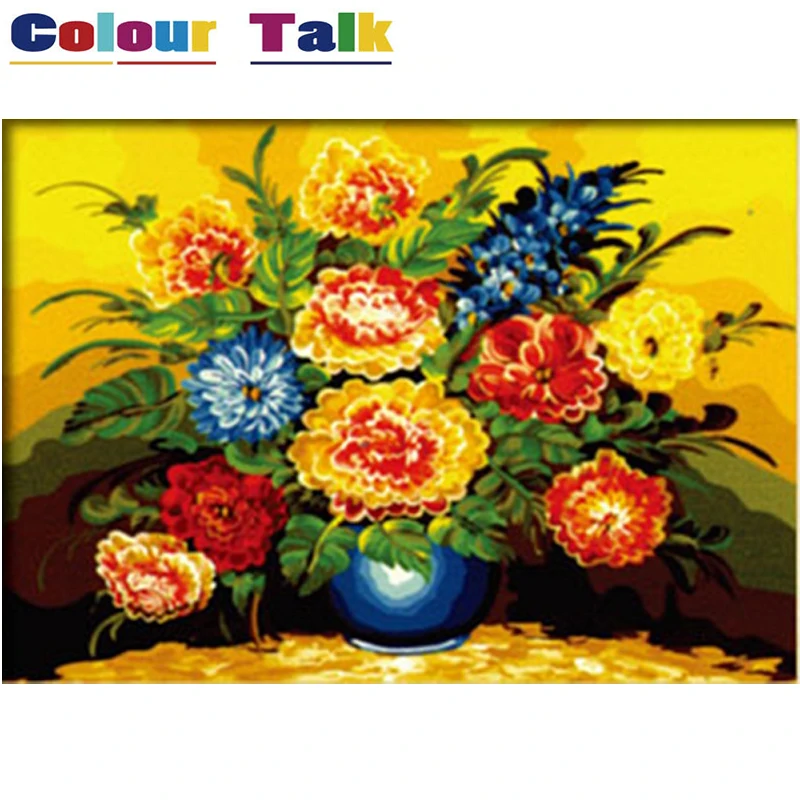 Flower Oil Painting by Numbers for Living Room Home Decor on Canvas Pictures Coloring Modular Wall P-0260 | Дом и сад