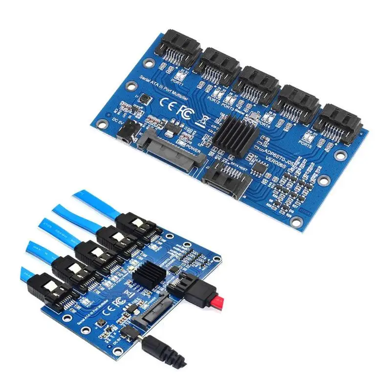 Плата расширения SATA 1-5 портов SATA3.0 материнская плата контроллера 6 Гбит/с мультипликатор SATA порт Riser Card адаптер для материнской платы