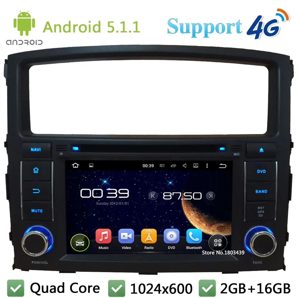 Quad Core 7 1024600 2Din Android 511 Car DVD Player Radio FM DAB+ 3G4G WIFI GPS Map For Mitsubishi Pajero V97 V93 2006-2016