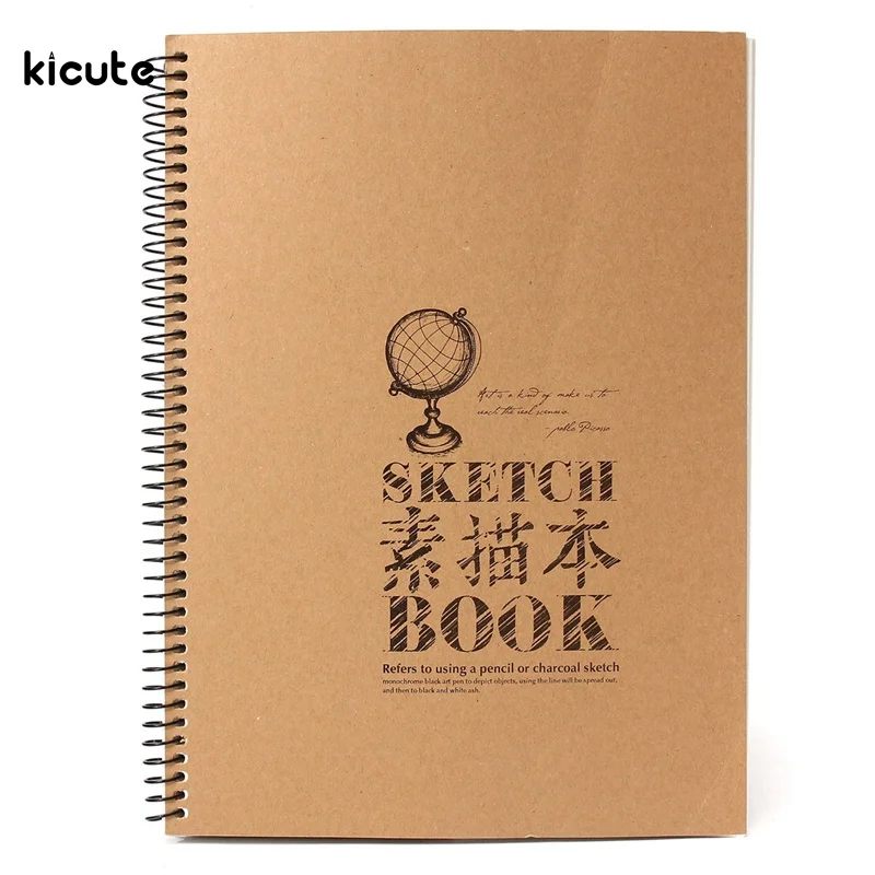 

1pcs Blank Sketchbook Notebook Art Drawing Painting Graffiti Notebook School Stationery Supplies Gift 16K 40 Sheets 260x195x16mm