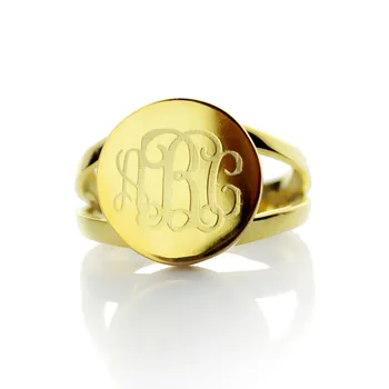 Koop Ailin Freeshipping Gepersonaliseerde Monogram Ring Goud Kleur 3 Initialen Monogram Ring Custom Letters Sieraden Beste Kerstcadeau