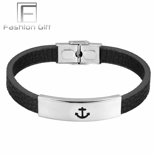 Aliexpress Fgifter Men Casual Bracelet Double Safety Fgifter Men Casual Bracelet Double Safety Stainless Steel Clasp Leather Bracelets Man Bangles Hot Ing Jewelry