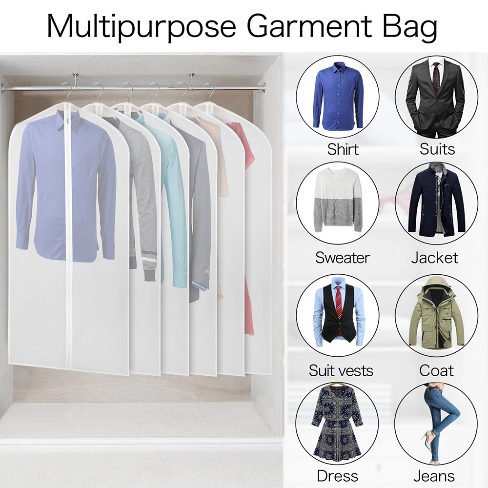 Garment Cover for Suit Dress kids Clothes Dust Cover with Zipper Home