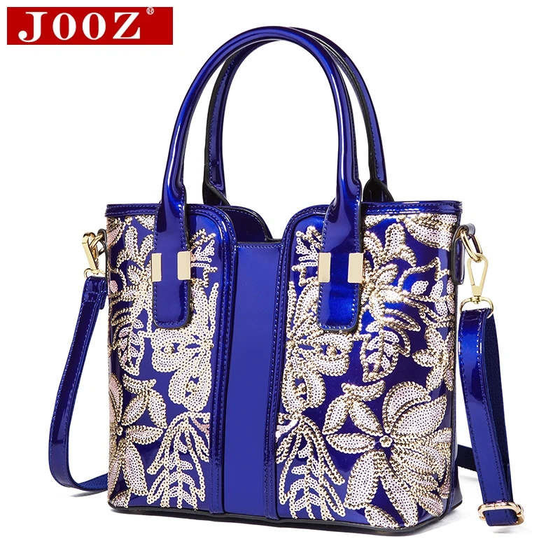 

JOOZ Bling Shiny women shoulder bags sequins flower bright leather Handbag Casual shopping Tote Luxury Evening Bags for women