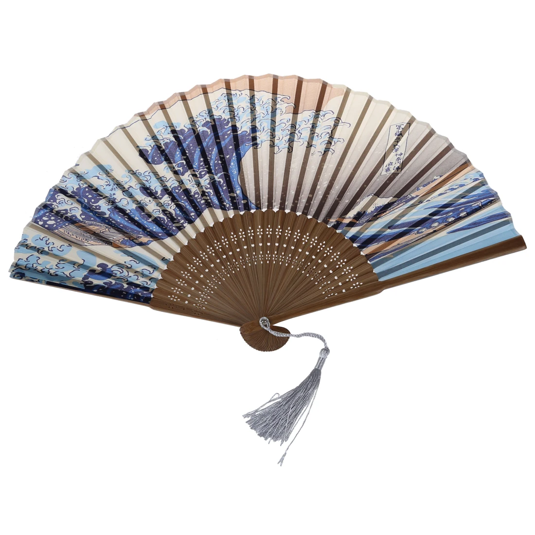 Japanese Handheld Folding Fan, with Traditional Japanese Ukiyo e Art