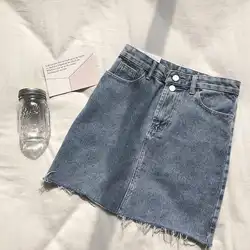 Высокая талия джинсовые юбки женские Винтаж промывают летние пикантные короткие мини юбка модные повседневные джинсы женская