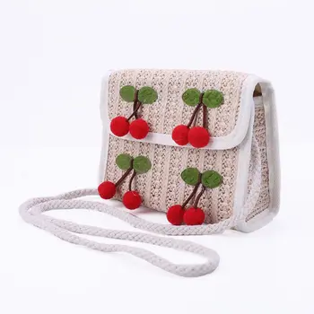 

Sell at a loss! Mini Fashion Straw Rattan Woven Shoulder Bag Crossbody Bag with Cute Cherry Pattern for Women Ladies