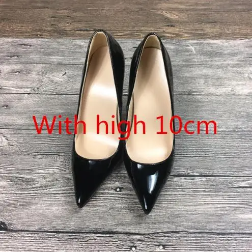 Brand Shoes Women Red High Heels 12 CM Women Wedding Shoes Black Nude High Heels - Color: black  10cm