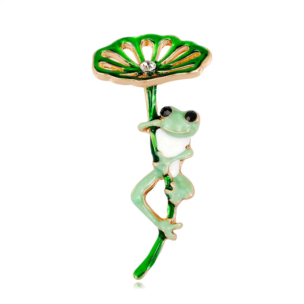 

New Creative Animal Brooch Frog Lotus Leaf Brooch Pin Fashion Jewelry