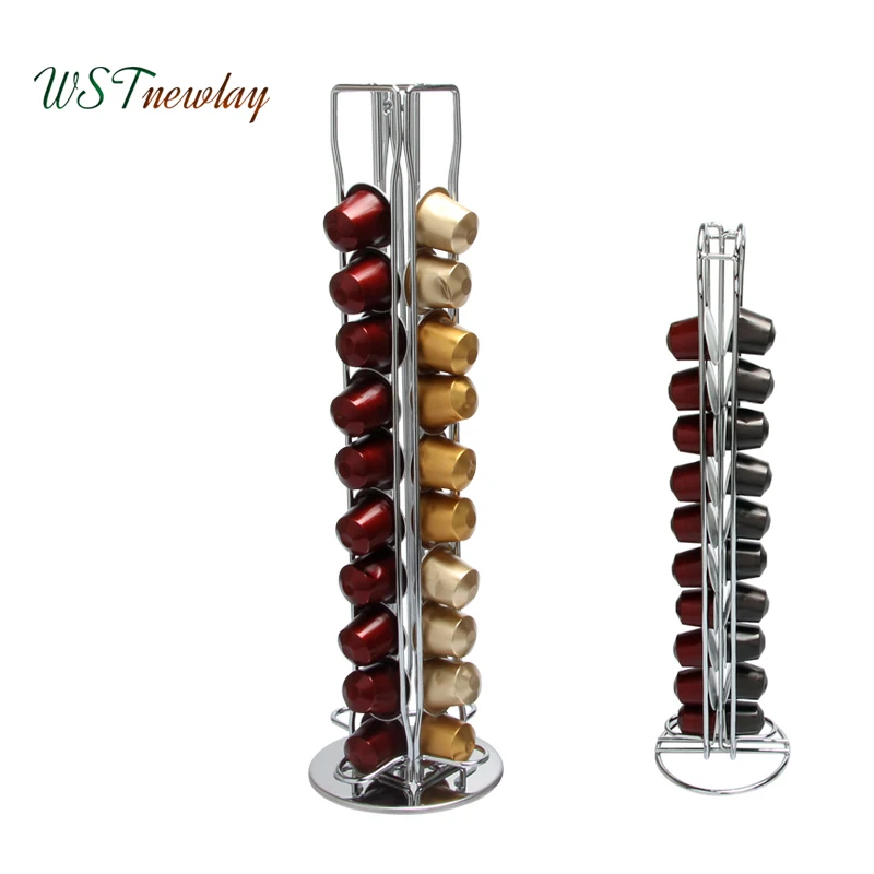 

20 /40 Cups Nespresso Coffee Pod Holder Rack Iron Tower Stand Shelves Kitchen Coffee Capsule Display Storage Shelf Organizer
