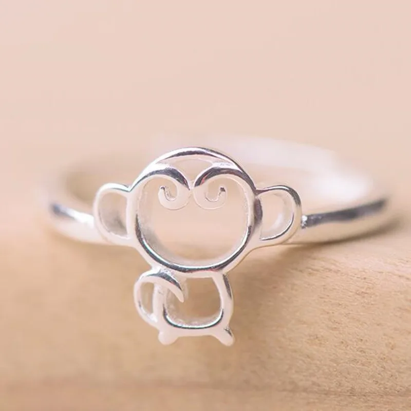 Creative Hot Animal 925 Sterling Silver Jewelry Original Hollow Monkey Anti-allergic Opening Rings R094 | Украшения и аксессуары