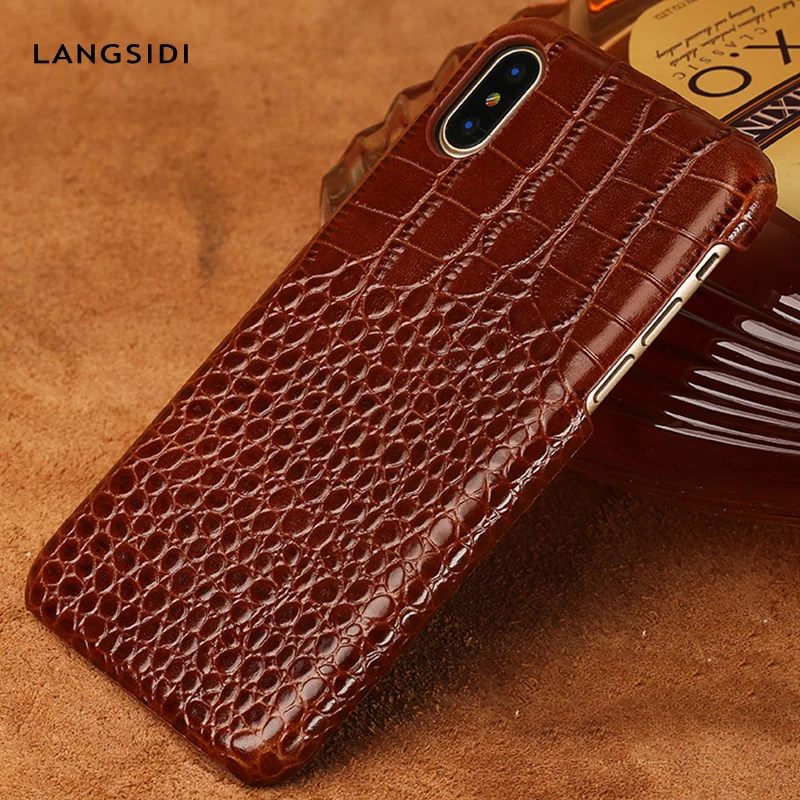 Buy Genuine leather phone case for iPhone X 11 11Pro 11 Pro Max XS XSMax XR 8 8plus 7 7plus 5 se 6 6S 6S Plus crocodile Grain luxury