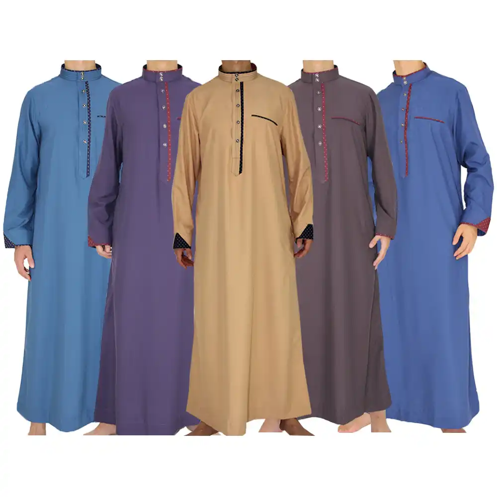 White Qatar Traditional Thobe Arab Islamic Men Week Robe Wholesale