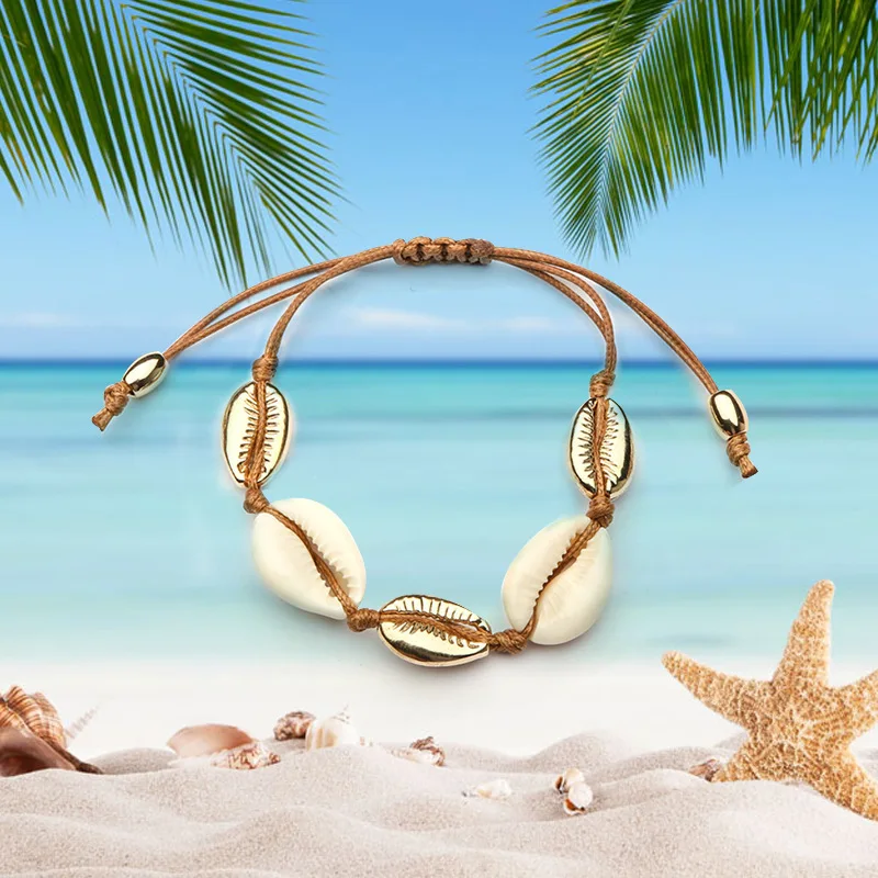 

JCYMONG 9 Model adjustable Rope Chain Charm Bracelets For Women 2019 Bohemian Gold Silver Color Cowrie Natural Shell Bracelets