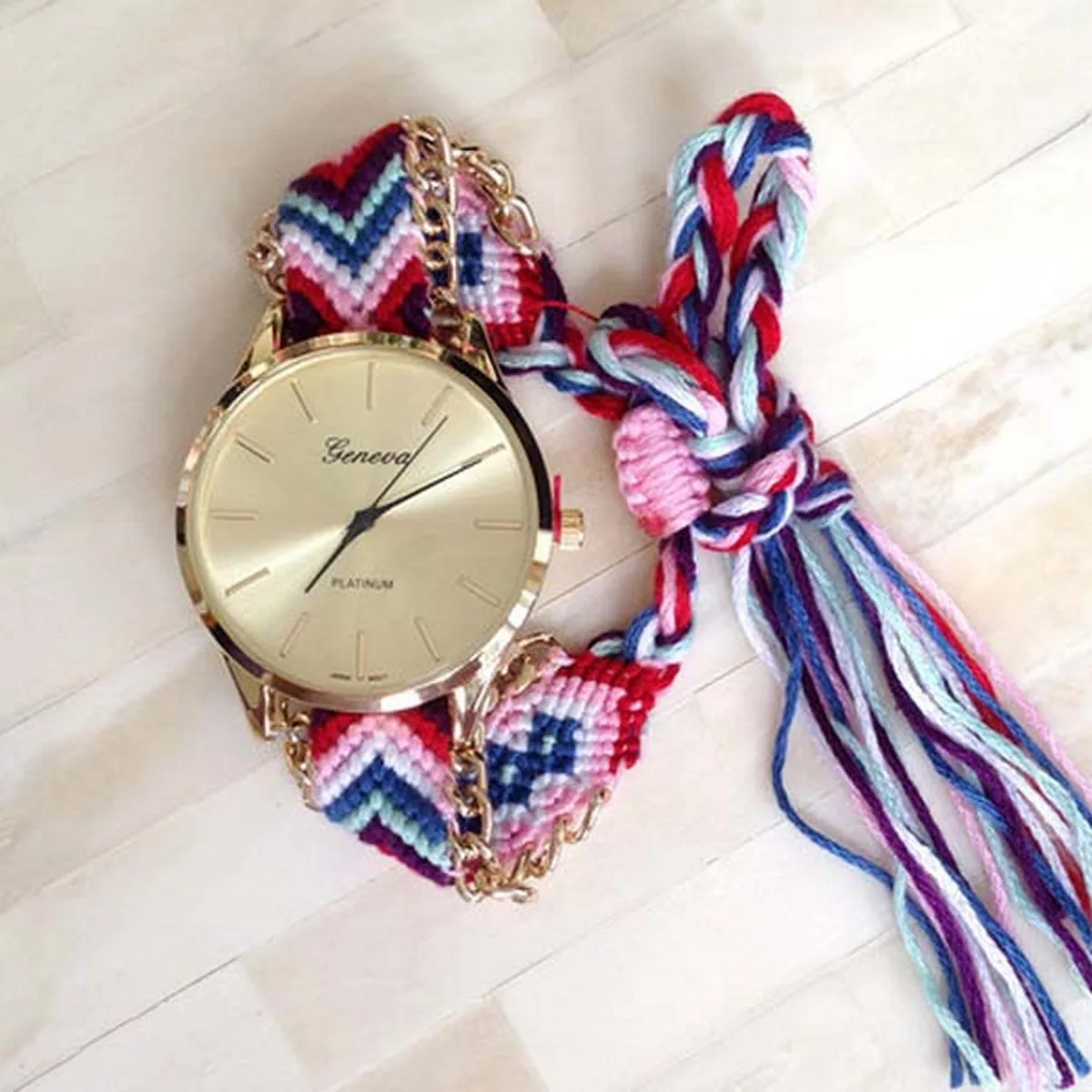 Fashion Handmade Casual Geneva Quartz Women Girls Braided Colorful Friendship Bracelet Watch Relogio Feminino Gift Dress Watches