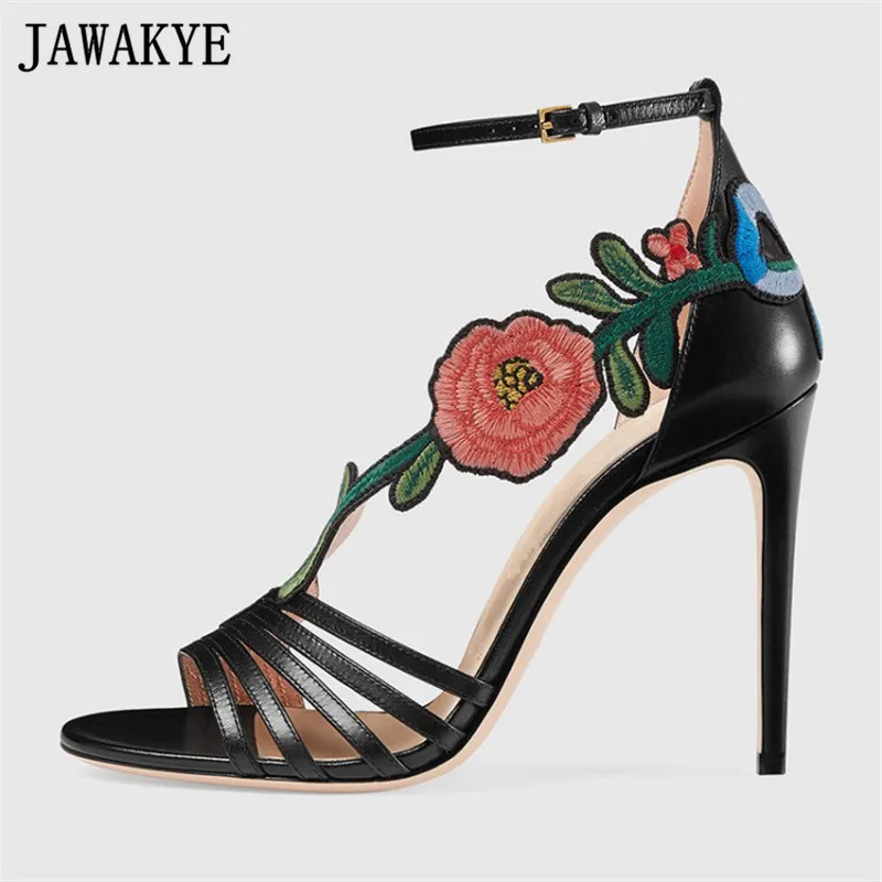 Classic Gladiator Sandals Women embroidery flowers Ankle Strap High Heels gold runway wedding Shoes sapato feminina Plus Size Classic Gladiator Sandals Women embroidery flowers Ankle Strap High Heels gold runway wedding Shoes sapato feminina Plus Size