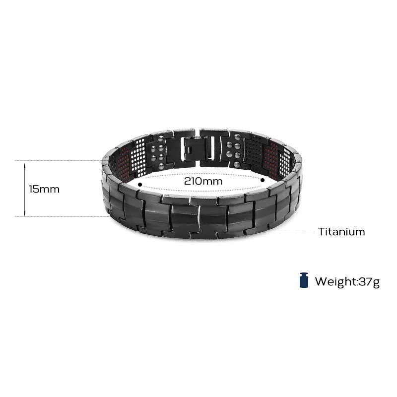 Vivari Магнитная черный Титан браслет Для мужчин браслет 4in1-VE ионы Германий далеко инфра красные модные Браслеты Jewelry Шарм наручные