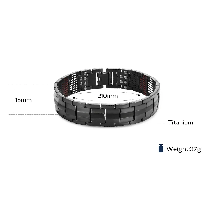 Online Vivari magnética pulsera de titanio Negro hombres brazalete 4in1 ve iones germanio far infra rojo Pulseras de Moda joyería encanto pulsera