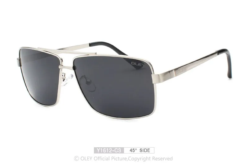 OLEY, модные мужские солнцезащитные очки s, брендовые, дизайнерские, поляризационные, квадратные, солнцезащитные очки для мужчин, винтажные, очки для рыбалки, очки для водителей Y1612 - Цвет линз: Y1612 C3 BOX