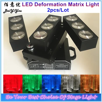 

2pcs/Lot LED Deformation Matrix Beam Light 9pcs*10W RGBW 4In1 LED Three Rows Infinite Rotating Moving Head Matrix Stage Light