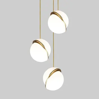 

Nordic modern plastic ball led pendant light gold ring kitchen living room restaurant bedroom hanging lamp