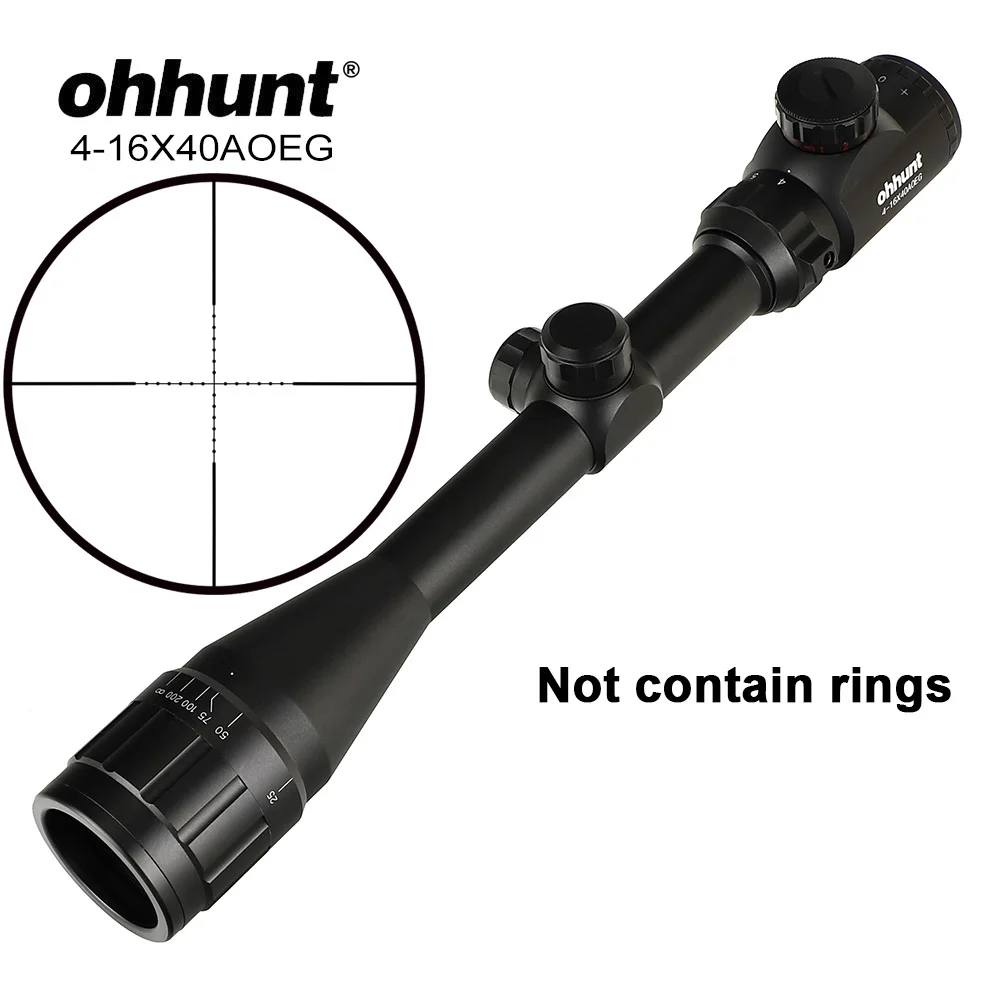 Ohhunt 4-16X40 AOEG тактический прицел Mil Dot оптический прицел красный зеленый с подсветкой проволока сетка охотничья Оптика прицел - Цвет: No Rings