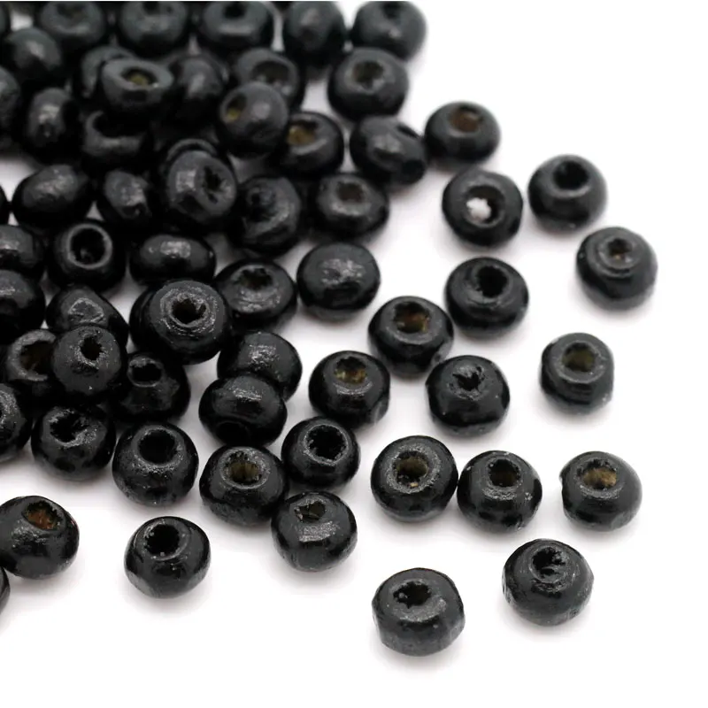 DoreenBeads Деревянные Бусины круглые черные 4 мм Отверстие: Около 1 5 750 шт Горячая