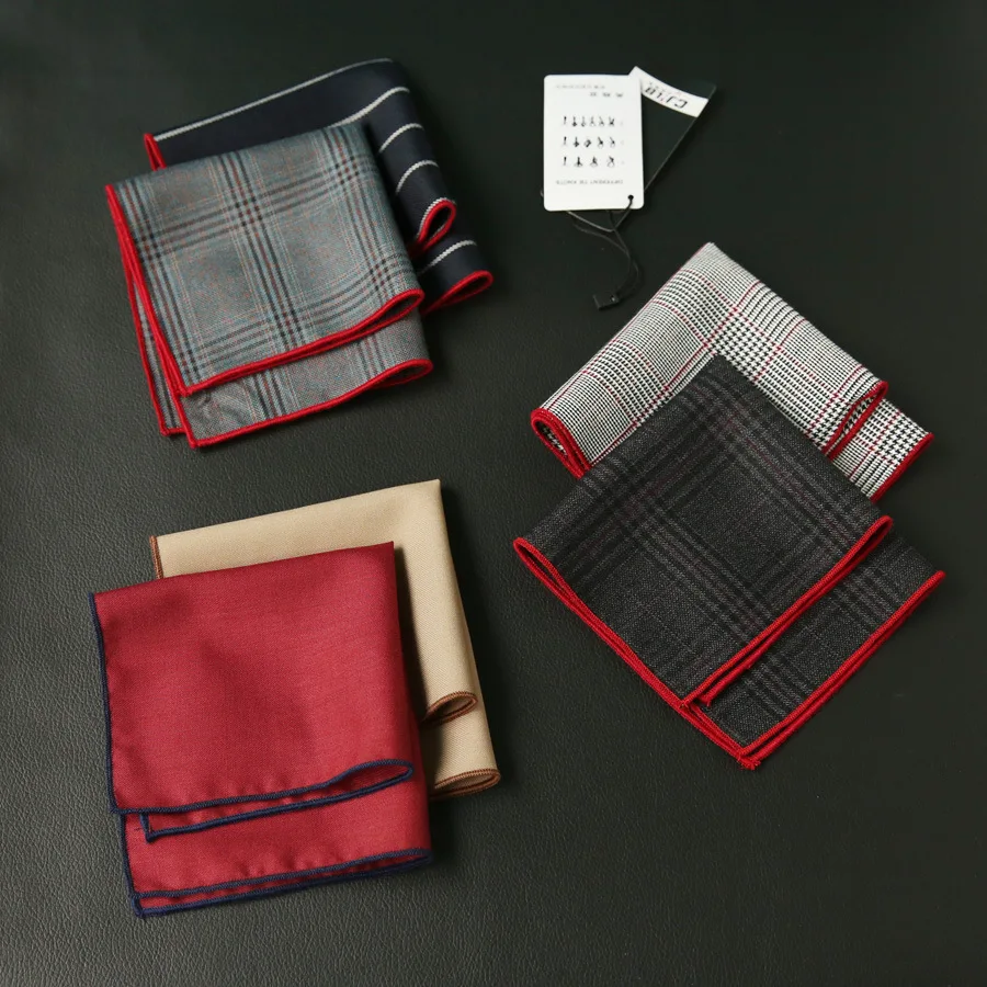 Men's fashion bussiness suit handkerchiefs pocket square print plaid