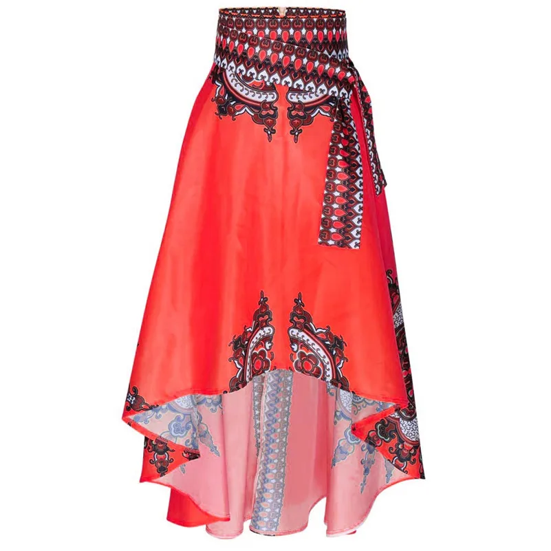 african skirts for women 2018 ankle length print ball gown skirt long summer party skirts red yellow color dropshipping 50AT306