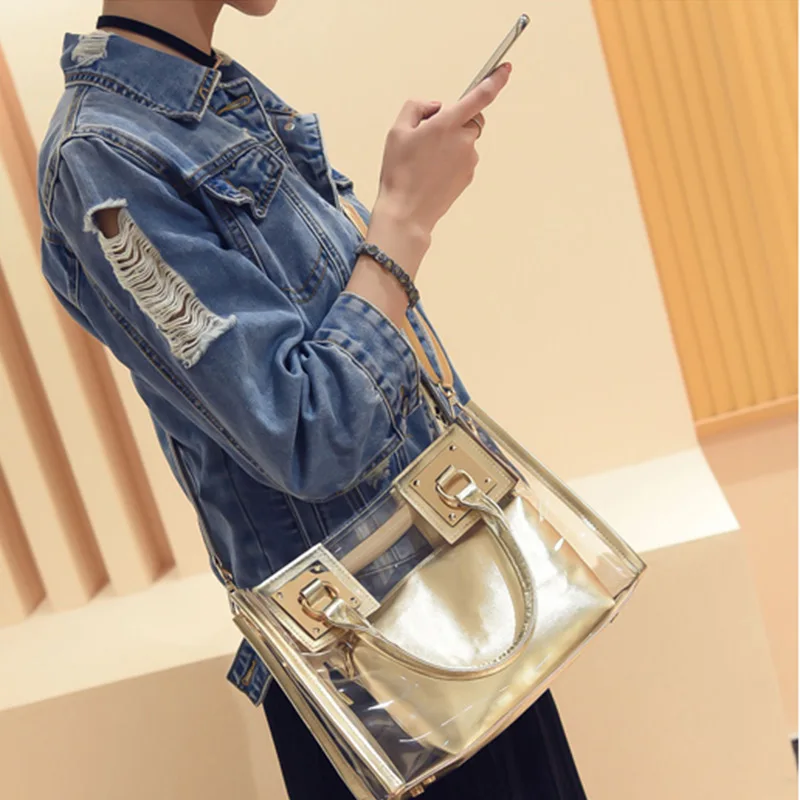 

Fashion Women Clear Transparent Shoulder Bag Jelly Candy Summer Beach Handbag Messenger Bags 1 women bag